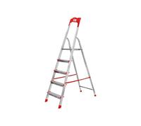 Scala per casa Kasart - Scala Telescopica in Alluminio Leggera e Sicura con Ampia Pedana in Acciaio Zincato, Scala Alluminio 5 Gradini Made in Italy, Altezza di 170 cm e Portata Massima 150 kg