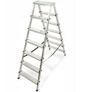 KADAX Scala Pieghevole in Alluminio, Scaletta Doppia a Pioli con Piattaforma Antiscivolo, Gradini Larghi e Struttura Leggera, Fino a 125 kg (7 Gradini)