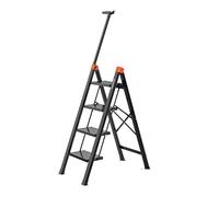 Scala domestica, Scala Pieghevole Scale Telescopiche In Lega Di Alluminio Addensato, Scale A Pioli Con Pedali Larghi E Corrimano Scaletta di Sicurezza per uso Domestico(Black,4 Step)