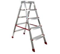 SCALA DOPPIA IN ALLUMINIO 5 4 3 GRADINI LEGGERA PIEGHEVOLE PORTAOGGETTI PEDANA