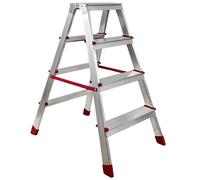 SCALA DOPPIA IN ALLUMINIO 5 4 3 GRADINI LEGGERA PIEGHEVOLE PORTAOGGETTI PEDANA