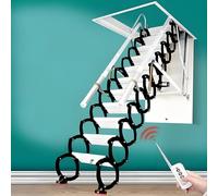 Scala elettrica per mansarda con corrimano, telecomando a soffitto, pieghevole, telescopica, personalizzabile (dimensioni del foro: 70 x 110 cm, altezza: 3,2 m)