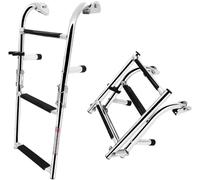 Scala for barche pontone a 3 gradini, scala interna telescopica pieghevole in acciaio inossidabile con ingresso posteriore, scala da bagno personalizzata for impieghi gravosi