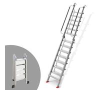 Scala for soffitta sicura, scale pieghevoli in alluminio con piedini antiscivolo e gradini profondi for una salita sicura(Silver,13step)