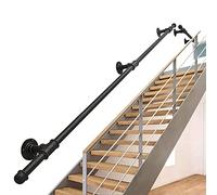 Scala il 1 6m Supporto Parete Maniglia di Sicurezza Interno Esterno Ringhiera In Metallo Nero Ferro Battuto Kit Completo per Scale Balconi E