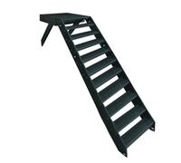 Scala in acciaio, 11 gradini, altezza 209 cm, con piedistallo 100 x 100 cm, senza ringhiera, completamente antracite RAL 7016, orientamento (scala anteriore senza ringhiera)