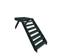 Scala in acciaio a 8 gradini, altezza 152 cm, con piedistallo 100 x 100 cm, senza ringhiera, completamente antracite RAL 7016, orientamento (scala anteriore senza ringhiera)