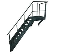 Scala in acciaio antracite, 11 gradini, altezza 209 cm, con pedana 100 x 100 cm, orientamento della ringhiera a scelta sinistra/destra o anteriore (orientamento scala sinistra)