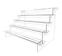 Scala in acrilico trasparente per organizzare e presentare piccoli oggetti come bambole, statuette, gioielli e prodotti di bellezza (5° piano)