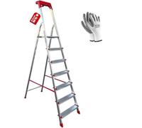 Scala in Alluminio 3/4/5/6/7/8 Gradini Scaletto Portatile con Vaschetta e Guanti