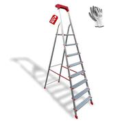 Scala in Alluminio 3/4/5/6/7/8 Gradini Scaletto Portatile con Vaschetta e Guanti