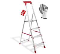 Scala in Alluminio 3/4/5/6/7/8 Gradini Scaletto Portatile con Vaschetta e Guanti