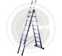 SCALA IN ALLUMINIO A TRE RAMPE COMBINATA ALTEZZA MASSIMA CM. 510 - 3X9 GRADINI