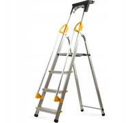 KADAX Scala Portatile in Alluminio, Scaletta Pieghevole con Gradini Antiscivolo e Corrimani Laterali, Portata Fino a 150 kg, Certificata EN 131 (4 Gradini)