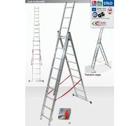 Scala in alluminio Telescopica 3 Rampe x 11 Gradini Mt 7,60 a norma EN 131/1-2