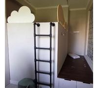 Scala in ferro nero salvaspazio, scala metallica per soppalchi con kit di montaggio a parete per camera da letto, terrazza, magazzino, barca; facile da installare, portata 330LBS(100cm/39in)