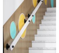 Scala in legno con supporti a parete antiscivolo per bambini, impugnatura di sicurezza per casa, scuola e ospedali, 220 cm, finitura bianca ed elegante