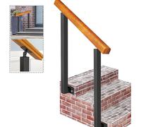 Scala in legno di alta qualità con 2 pali in ferro battuto ringhiera per esterni per 1 3 gradini 1,4 m di lunghezza elegante e guida per scale d'ingresso (altezza 89,9 cm)