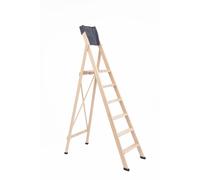 Scala in legno SEI gradini richiudibile BIBO 6 in Faggio Massello Dimensioni H130 cm 57x11x213 Con Tascone portaoggetti cm Peso 10 Kg naturale legno naturale