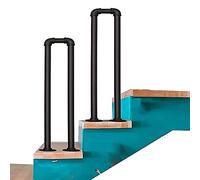 Scala industriale in metallo, 45 cm, per interni ed esterni, ringhiera di sicurezza in ferro nero, resistente, barra di supporto per scale, design moderno per casa e ufficio