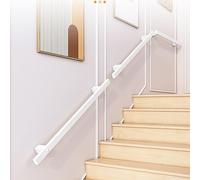 Scala industriale in metallo - Maniglia antiscivolo da parete per interni ed esterni, 220 cm, ringhiera bianca per scale per la sicurezza di soffitti e portici