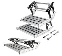 Scala manuale pieghevole a doppio gradino in lega di alluminio con design antiscivolo, ideale per camper, camper e campeggio