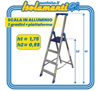Scala Marchetti Climb 04 20873 Alluminio 3 Gradini + Piattaforma Parapetto 60 cm