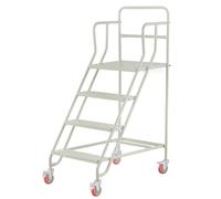 Scala mobile di rotolamento con le ruote per l'arrampicata industriale del supermercato e del magazzino, costruzione d'acciaio resistente