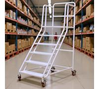 Scala mobile industriale con ruote, antiscivolo, per garage e biblioteca, design a 4 gradini