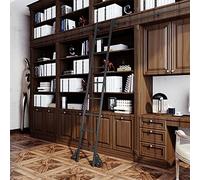 Scala mobile per biblioteca da 1 m a 6 m, sistema di binari scorrevoli per casa/loft, scala non inclusa, design a tubo rotondo resistente, perfetto per uso interno