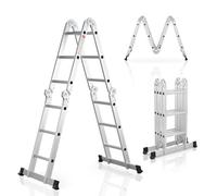 Scala multifunzionale pieghevole in alluminio Juskys 3x4 gradini, 3,6 m, portata fino a 150 kg - snodabile in 4 pezzi