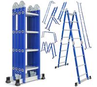 Scala multiuso in alluminio 4x4 gradini 4,7 m di lunghezza pieghevole 4 parti fino a 150 kg scala articolata scala pieghevole scala da appoggio in alluminio