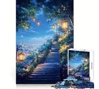 Scala notturna verso le luci della città - Puzzle da 1000 pezzi per adolescenti - Gioco rilassante con bordi netti - Regalo di alta qualità (50x75cm)