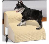 Scala per Animali Domestici Beige 2 Scalini per Gatti e Cani Rullo Rimuovi Peli