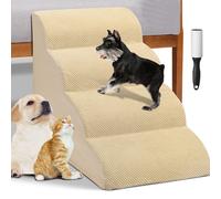 Scala per Animali Domestici Beige 4 Scalini per Gatti e Cani Rullo Rimuovi Peli