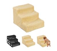 Relaxdays Scaletta a 3 Gradini, per Cani Piccoli & Grandi, Letto & Divano Fodera in Tessuto, Interni, 30x35x45 cm, Beige