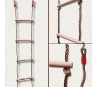 Scala per corda da parete svedese ISOP 2m - Scala per corda da arrampicata per bambini | Attrezzature per giochi a scala albero | Scala in legno con ganci a molla | Accessori per parchi giochi