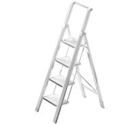 Scala per Giardinaggio Domestico, Scala Pieghevole Leggera con Pedali Larghi, Scale a pioli con braccioli, capacità 150 kg/330 libbre(White 4 Step Ladder)