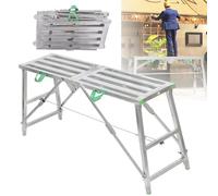Scala per impalcatura regolabile resistente - Capacità 400 kg, gradini antiscivolo, piattaforma di lavoro pieghevole, 160 x 40 cm, panca step up per intonacatura, ideale per uso domestico e