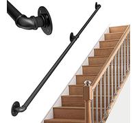 Scala per interni ed esterni, supporto per disabili e anziani, in ferro battuto nero, kit balaustra da parete, ringhiera di sicurezza per scale e portici