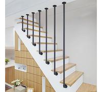 Scala per la sicurezza in ferro nero a parete il set per villa loft antiscivolo supporto maniglione 30-150 cm rotondo a forma di L (dimensioni: 145 cm)