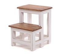 Scala per piante, 46 x 37 x 37 cm (altezza x larghezza x profondità), in legno vecchio, a due livelli, per piante, supporto decorativo, fatto a mano, colore: 06 bianco