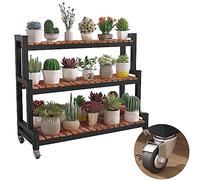 Scala per piante in metallo con ruote a 2 o 3 ripiani, salvaspazio, per interni ed esterni, scaffale per piante per giardino e balcone, versatile scarpiera organizer