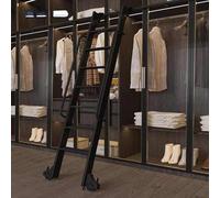 Scala per soffitta con Gancio su Binario per libreria Mobile con Scala in Metallo, ferramenta per libreria con puleggia (Scala da 160 cm, Binario da 100 cm)