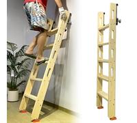 Scala per Soppalco Scala a Scomparsa in Legno per Soppalco con Corrimano, Scaletta Antiscivolo a Parete per Letto a Castello, Scala Robusta per Mansarda(Natural,7 step-2.08m(6.8ft))
