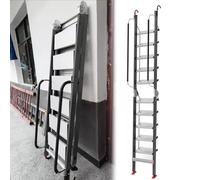 Scala per Soppalco Scala Pieghevole a Parete con Corrimano, Scala Telescopica Regolabile in Alluminio Antiscivolo, Scala di Sicurezza per Soppalco, Garage per Piccole Case(13 Step-375cm (12.3ft))