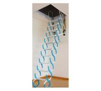 Scala per soppalco Scala telescopica retrattile semiautomatica con corrimano, pieghevole e fissata al muro, for uso domestico e commerciale scala della soffitta(Blauw,80/90cm)