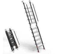 Scala per Soppalco Scale Retrattili Nere per Soppalco con Corrimano, Scale per Mansarda in Alluminio, Scalette Robuste per la Manutenzione Domestica(10 Steps 2.4-2.7m (94.5-106.3"))