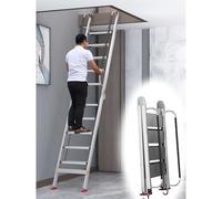 Scala per Soppalco Scale Soppalco Pieghevoli Portanti, Scala Soppalco Antincendio Salvaspazio da 8 a 14 Gradini, Scala di Uscita dal Sottotetto in Alluminio per Stanze Al Piano Inferiore(8 step-257cm(