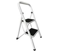 Scala pieghevole a 3 gradini, in acciaio inox, con gradini di sicurezza antiscivolo, portatile e leggera, per cucina domestica, garage, capacità 150 kg